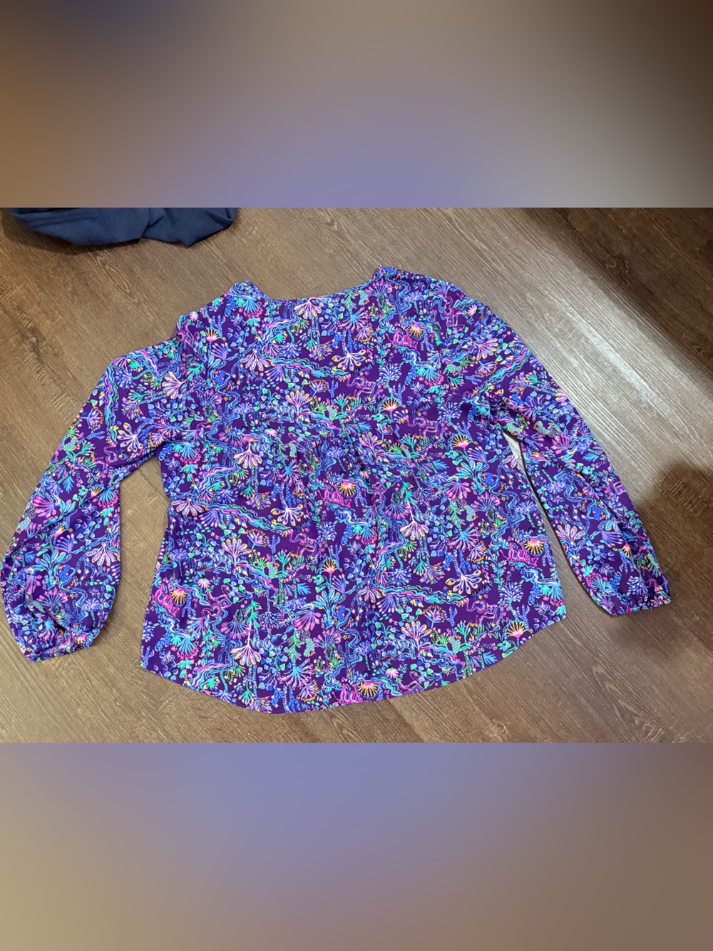 Lilly Pulitzer Purple Floral Button-Front Blouse XL - Picture 2 of 11